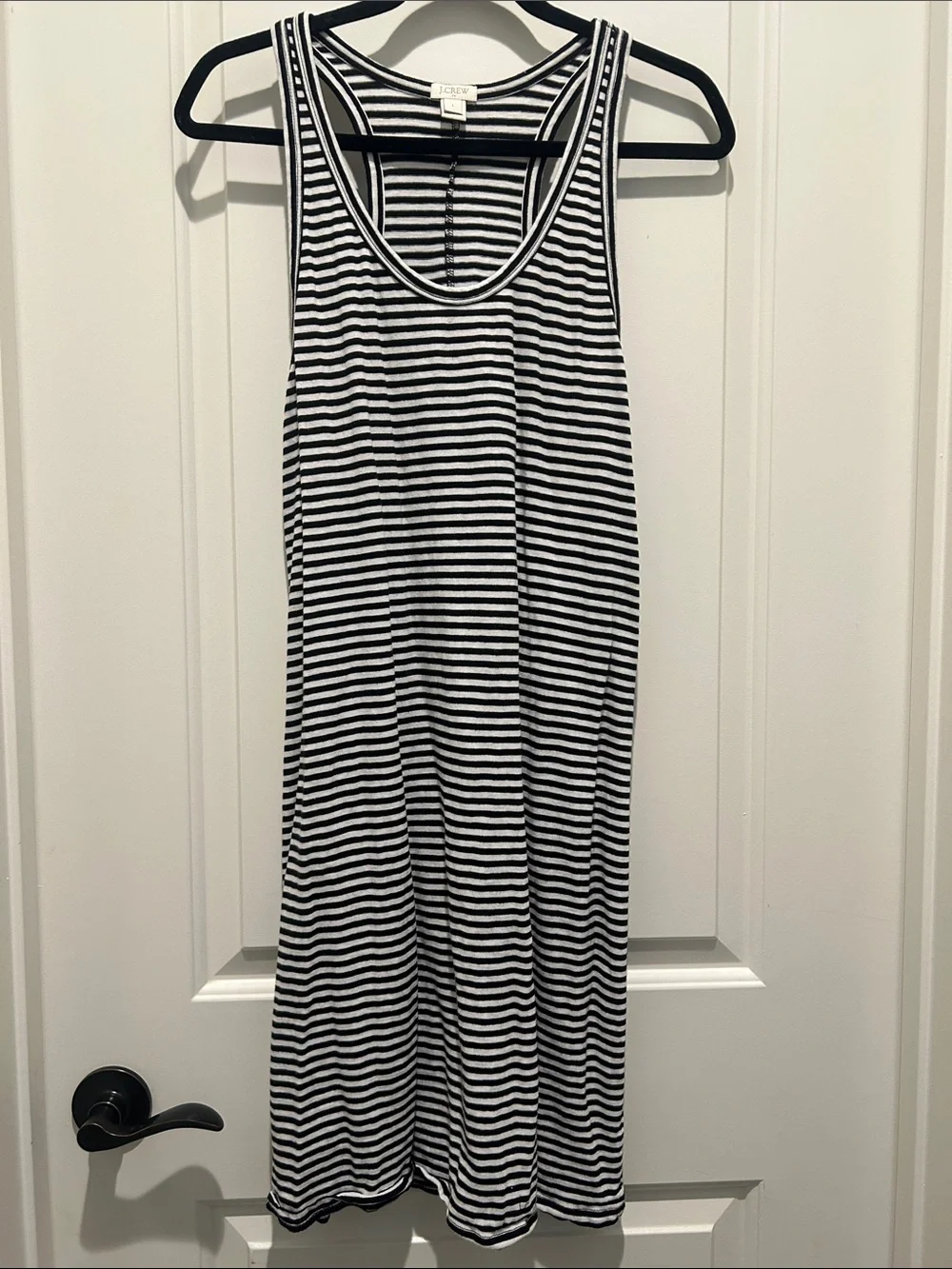 J. Crew Black & White Striped Racerback Midi Dress